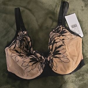 Chantelle Black and Nude Floral Lace Bra